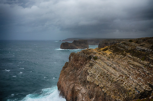 ocean sea cliff seascape portugal rain clouds de landscape cabo day cloudy s cliffs atlantic vicente rugged sagres