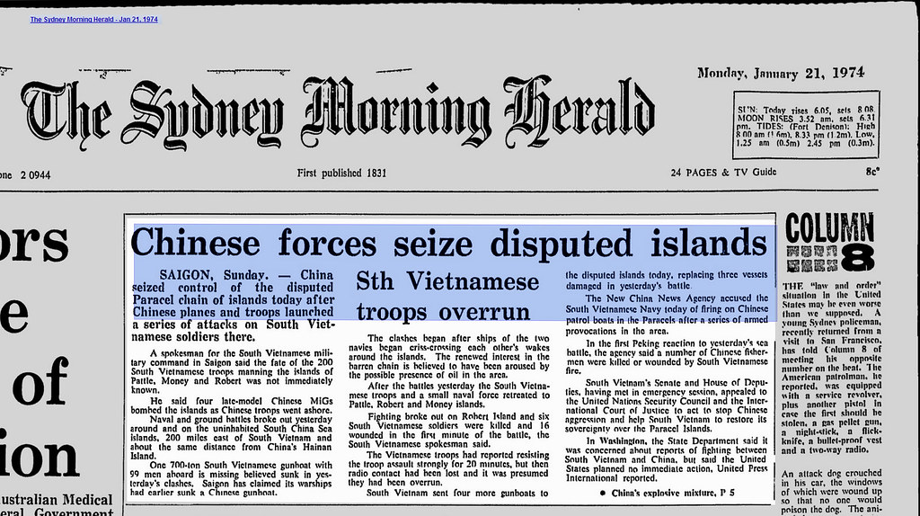 Chinese Forces Seize Disputed Islands - The Sydney Morning Herald - Jan 21, 1974