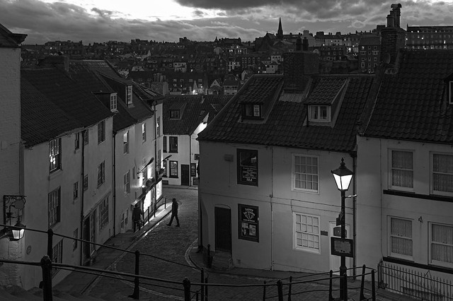 Whitby steps at  twilight