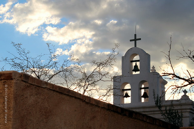 Adobe wall surrounding the shrine room. Mission San Xavier del Bac, Tucson, Arizona.