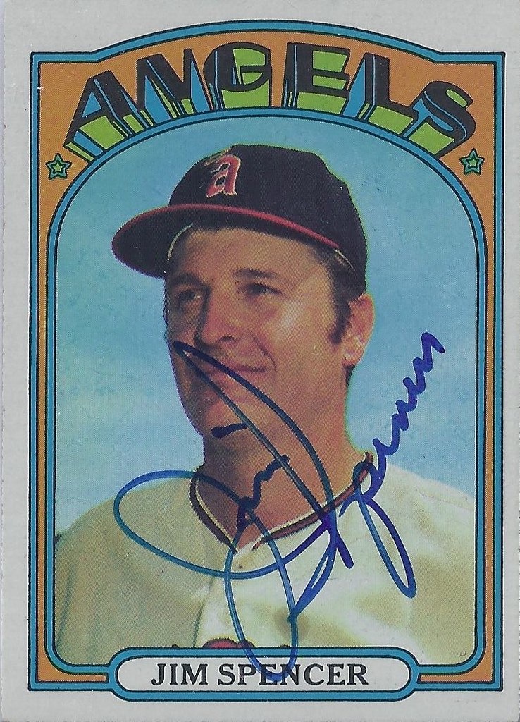 1972 Topps - Jim Spencer #419 (First Baseman) (b. 30 Jul 1946 - d. 10 Feb 2002 at age 55) - Autographed Baseball Card (California Angels)