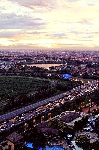 road city sunset lake weather indonesia cloudy rush toll partly tangerang