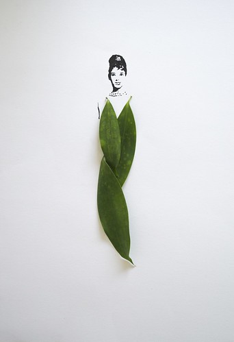 Inspired by a famous actress - Audrey Hepburn. Using simple shapes of leaves to create graceful figure.