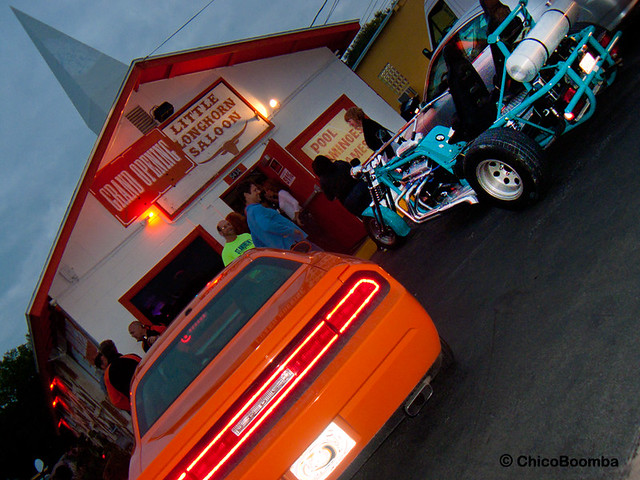 Chevy V8 Trike outside Ginny's Little Longhorn Saloon; Austin, Texas