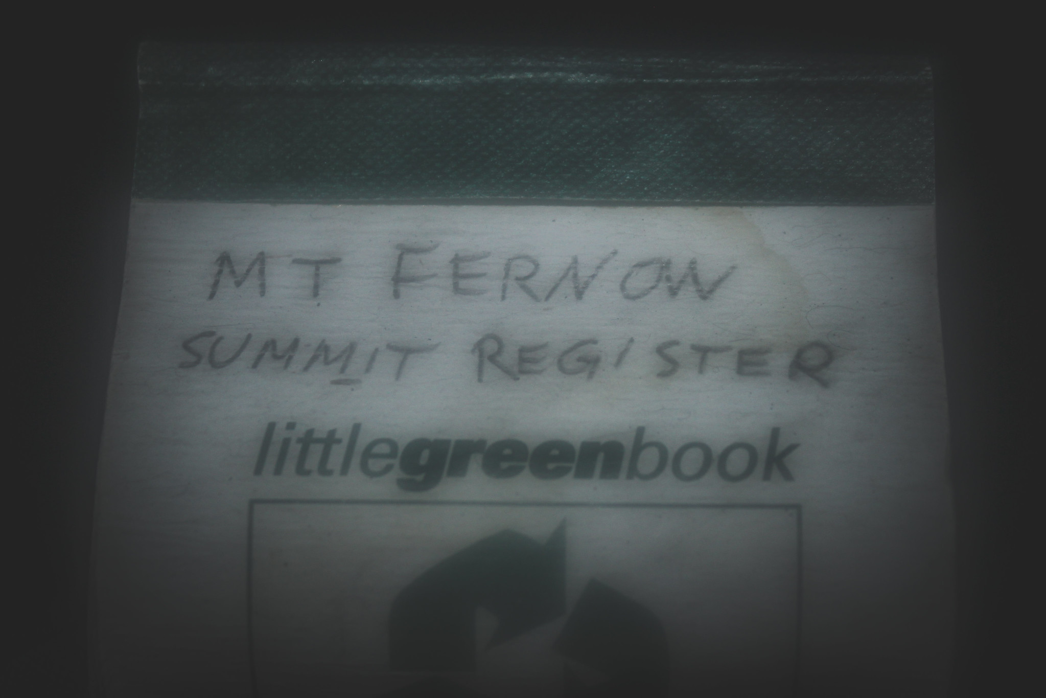 Summit register on Mount Fernow
