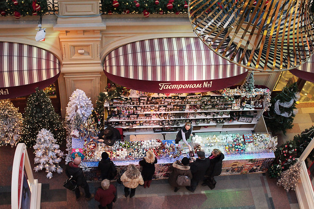 Christmas market in GUM department store. Moscow