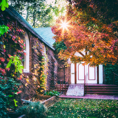 sunset red color fall church nik placerville analogefex