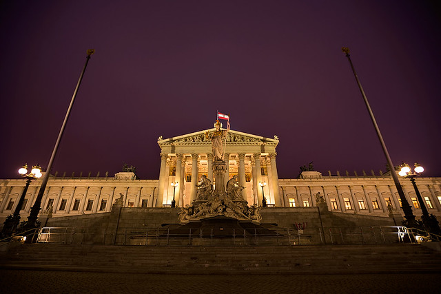 The Austrian Parliament at night | Vienna, Austria.