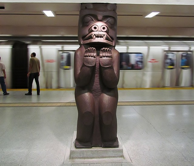 The Wuikinuxv First Nation Bear House Post, Museum Station, TTC, Toronto, Ontario, Canada