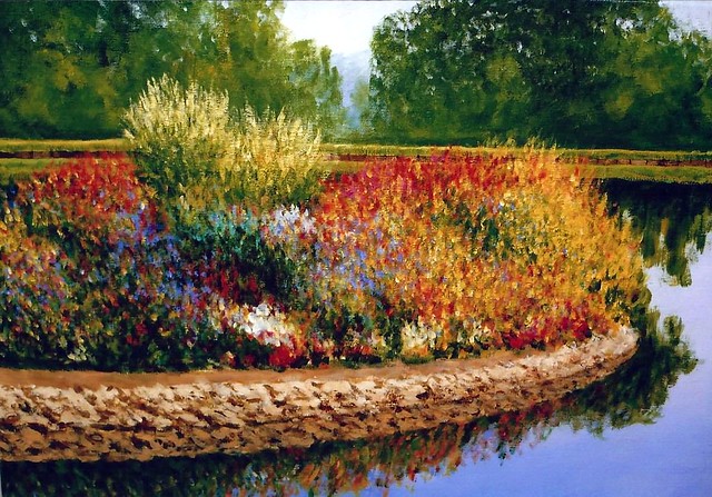 Paintings by Pete Jendro, Minnesota Artist - Flower Island, Acrylic on Canvas, 16 x 20 Inches