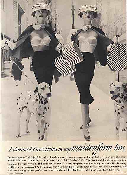 Maidenform bra - i was a twin, Vintage Bra Ads