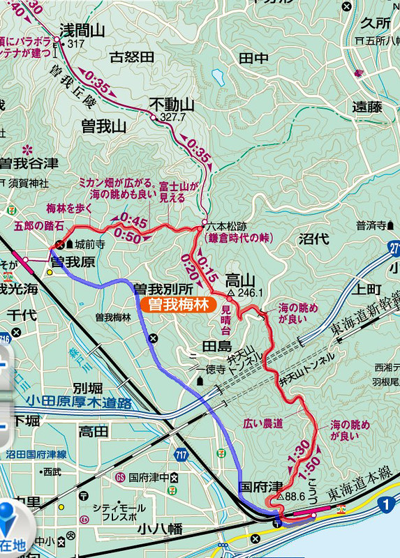 曽我丘陵地図