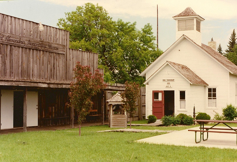 The Fort Alexandria Agricultural Museum includes an actual one-room schoolhouse from Alexandria in 1885.