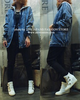 AS2-438101310111a 藍色over size牛仔有帽外套(可拆) | 定價$438，日牌Angelina | AS 2 ...