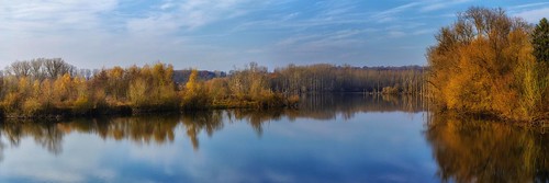 bislicher insel lower rhine niederrhein germany landscape river trees autumn panorama sky clouds