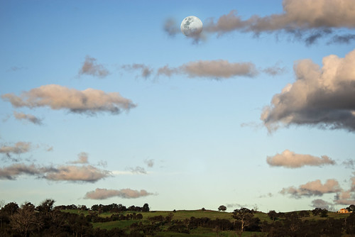sky moon clouds landscape dusk farm country ruralscene murrumbidgeeriver