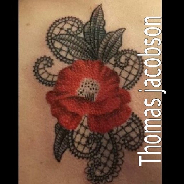 #poppy #lacetattoo #thomasjacobson #orlandotattoo thomas jacobson at lowbrow tattoo @ 634 e. Colonial dr. Orlando florida (407) 316~0013