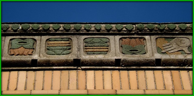 Architectural Detail: Symbols, Mayan Art Deco Terra Cotta on McNichols--Detroit MI