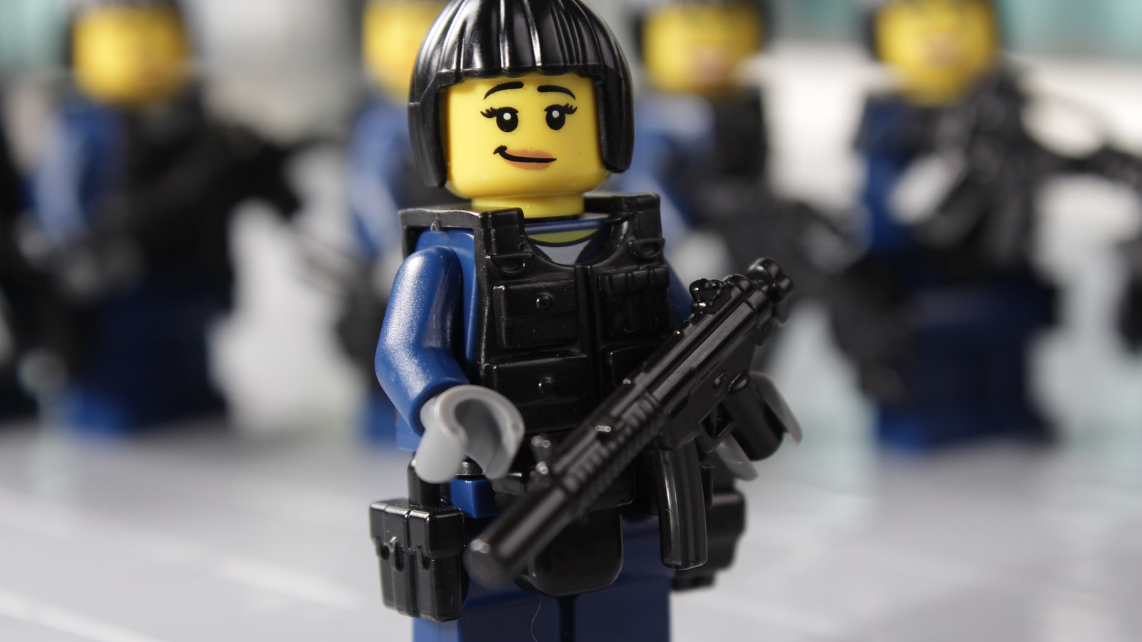 LEGO SWAT Officer Cindy Delira with her silenced MP5