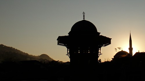sunset architecture cityscape sarajevo bosnia mosque