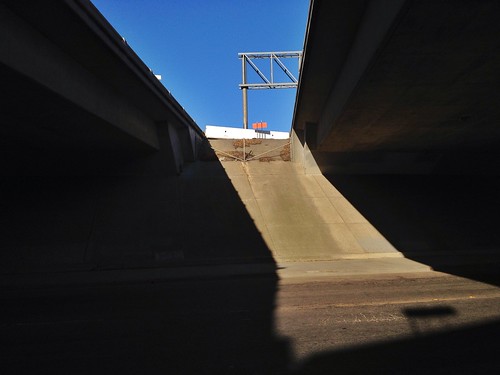 street blue light shadow sky urban abstract sign dark underpass landscape concrete view scenic overpass lookup slice freeway stockton fragment