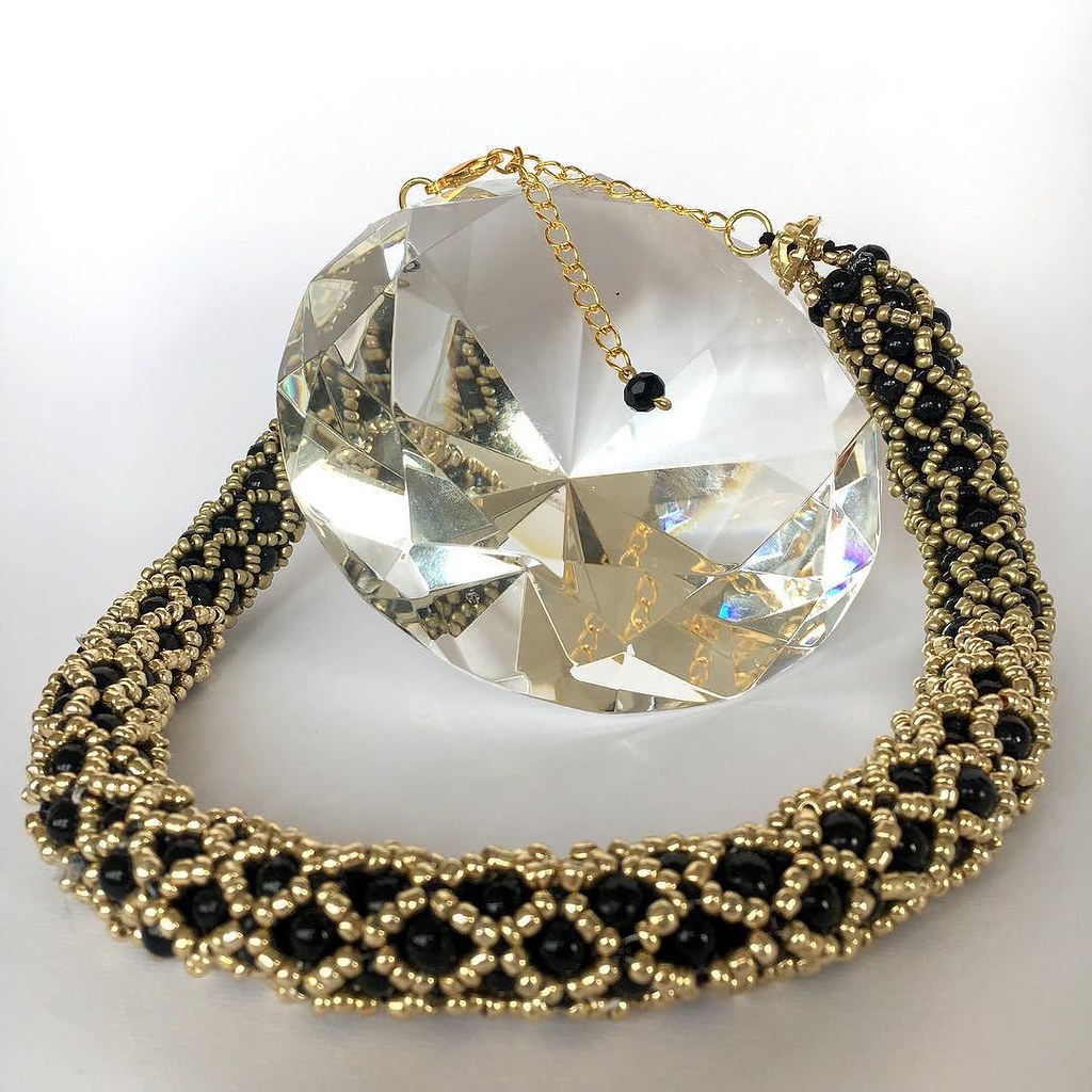 Black and gold combination! New beadwork necklace! So glam… | Flickr
