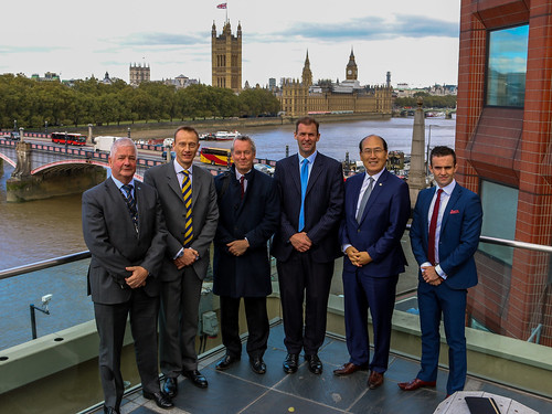Group photo at the IMO Headquarter terrace with Houses of Parliament in the back