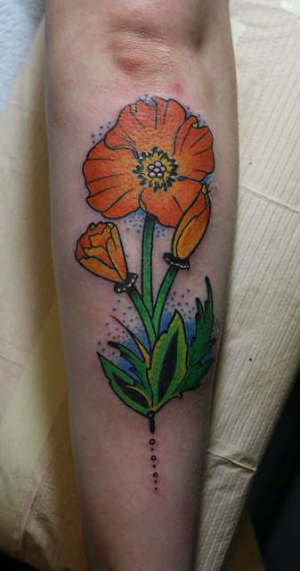 California Poppy tattoo