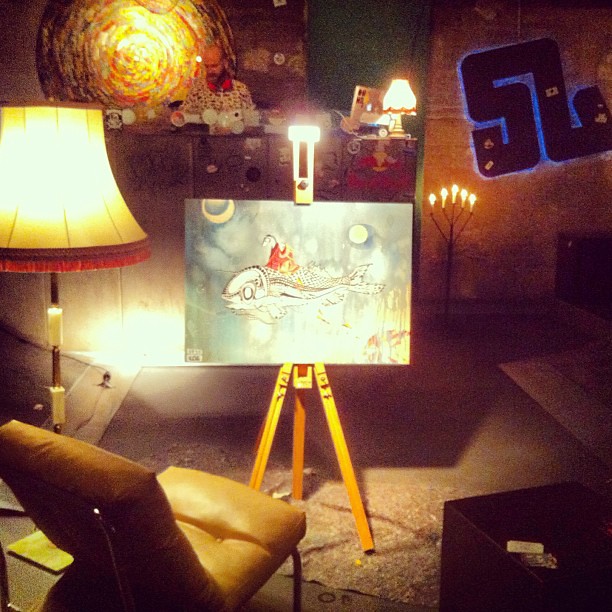 My Cozy workspace in the Club yesterday Night. #stuttgart #stuttgartnacht #schräglage #livepainting #art