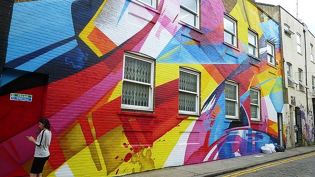 painted facade in Chance Street, Shoreditch