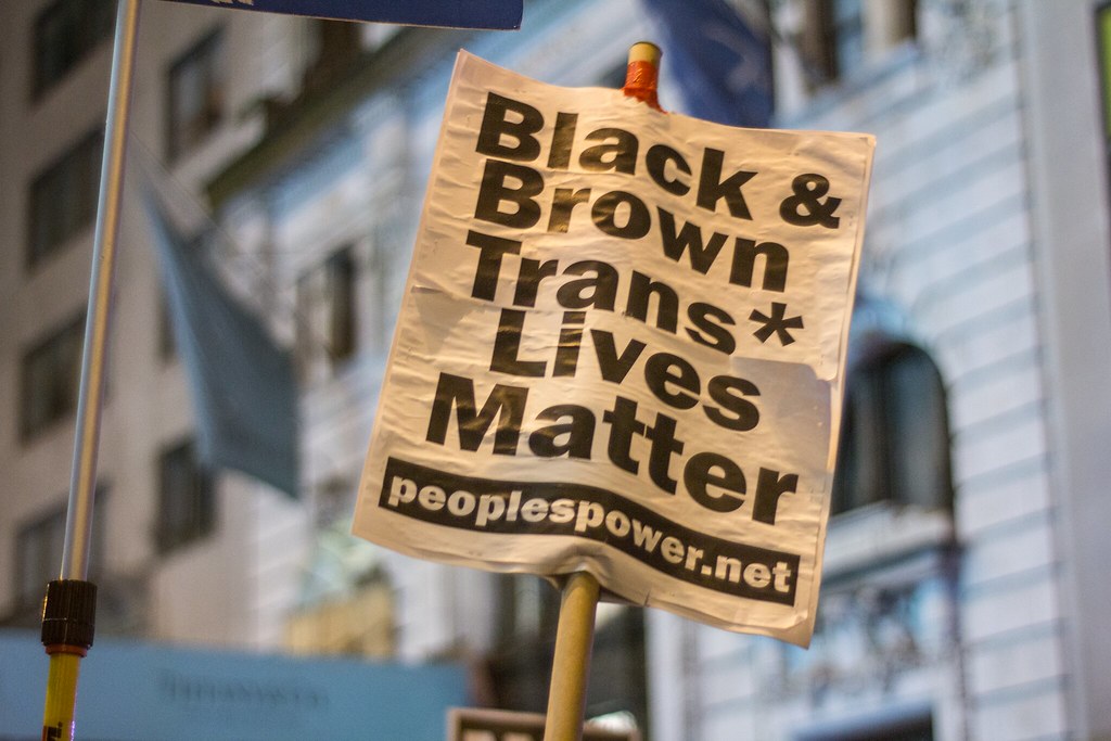 Sign with the words Black and Brown Transgender Lives Matter