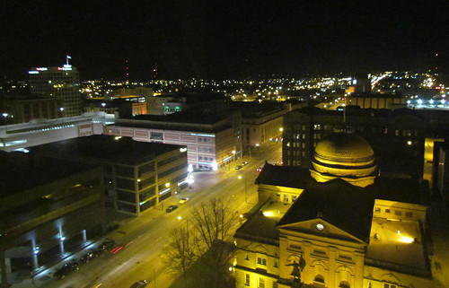 night spring downtown indiana mainst southbend viewfromhotelroom us31bus