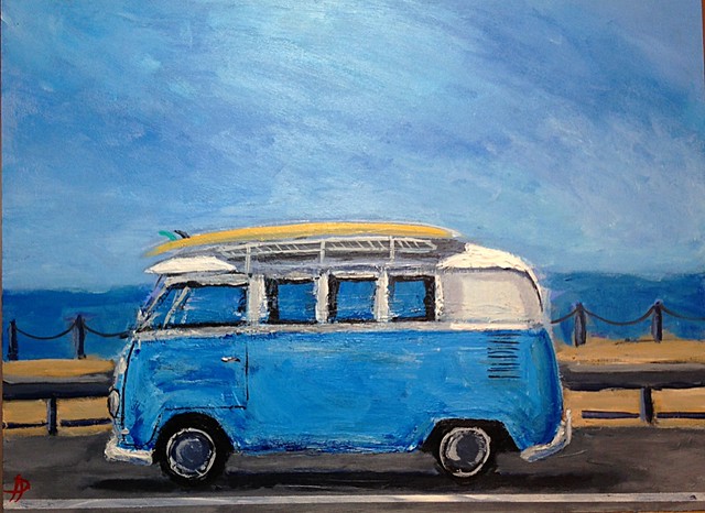 Surf Wagon I painted 9x12 Acrylic in panel