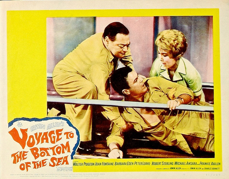 VOYAGE TO THE BOTTOM OF THE SEA LOBBY CARD WALTER PIDGEON JOAN FONTAINE SUBMARIN