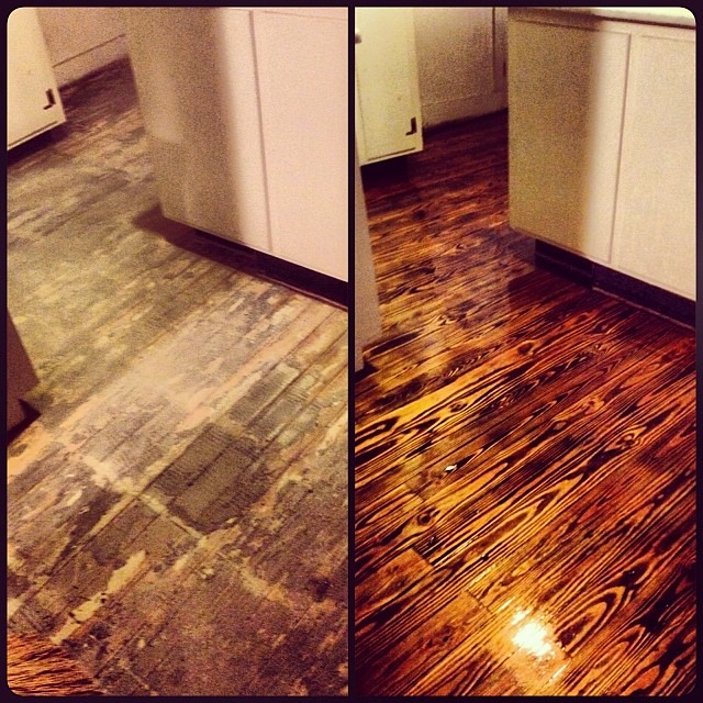 Here S A Before And After Picture Of Some Heart Pine Floor Flickr