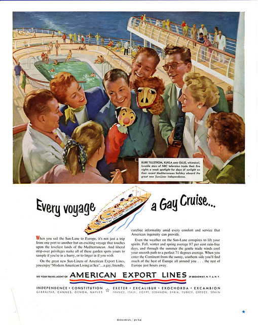 KUKLA, BURR, & OLLIE - American Export Lines Ad, June 1952