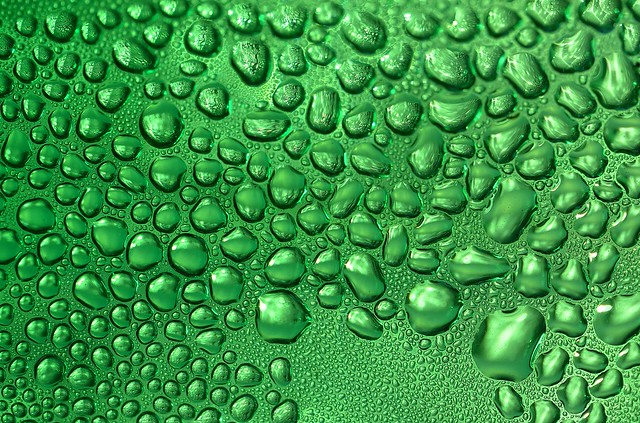 Dew Drops Inside a Green Bottle