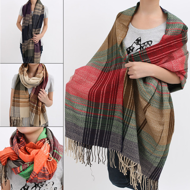 Ladies gestreiften lange Baumwolle warmer Schal | Wollschal … | Flickr
