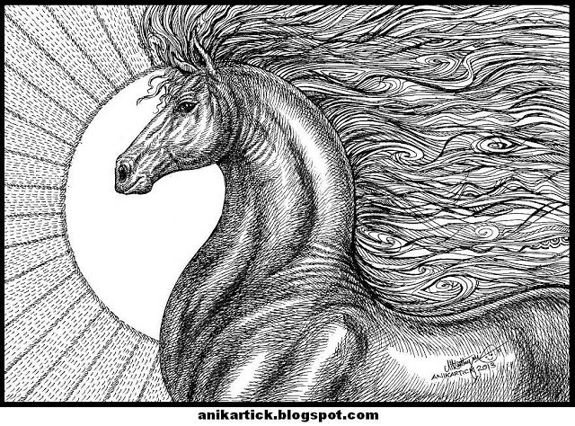 Horse drawings and illustrations - Concept art and Abstract Art of Horse pen drawings - Artist Anikartick,Chennai,Tamil Nadu,India