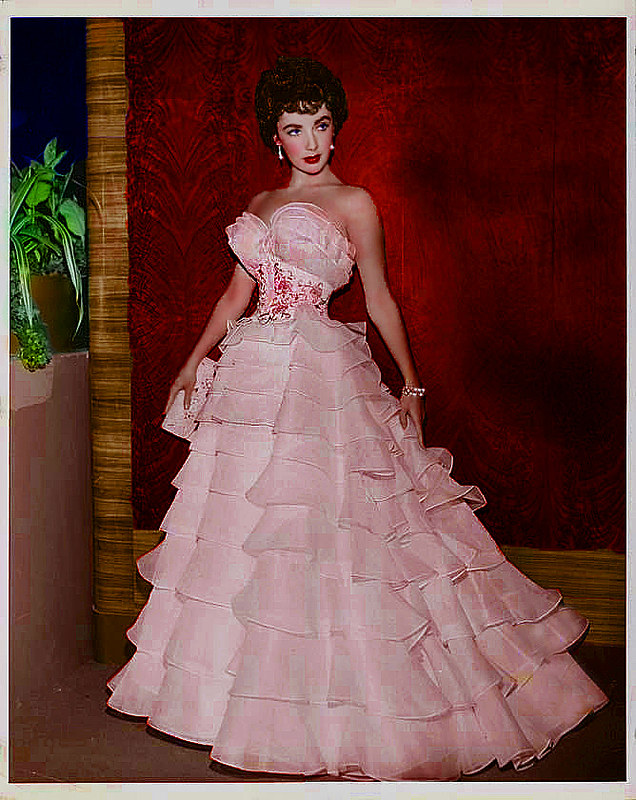 Elizabeth Taylor Pink Pleated Off-the-shoulder Dress In Movie Giant -  TheCelebrityDresses