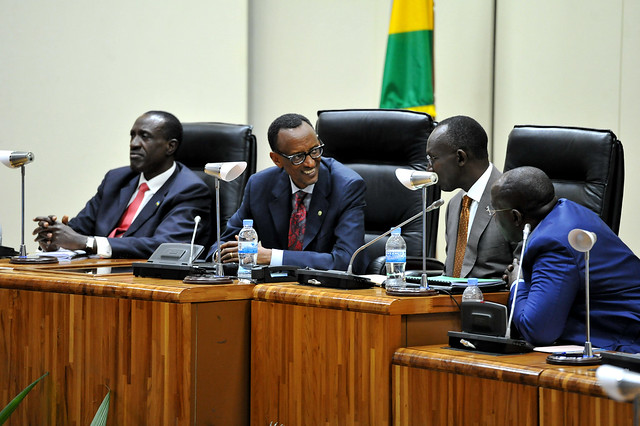 Senate President Ntawukulilyayo, President Kagame, Chief Justice Rugege and Prime Minister Habumuremyi,at the 11 National Dialogue Council - Kigali, 7 December 2013 (Day 2)