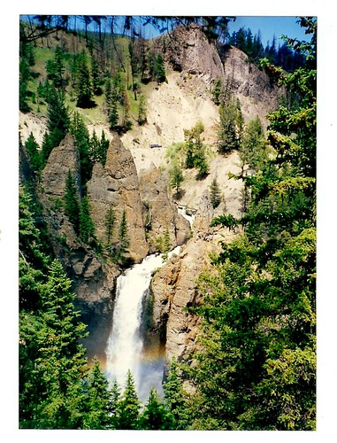 mountains rural river rainbow waterfalls scanned yellowstonenationalpark wyoming