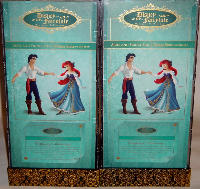 Ariel and Eric Doll Sets - Disney Fairytale Designer Collection - US Disney Store - #1145 and #12 of 6000 - In Display Case - Full Rear View