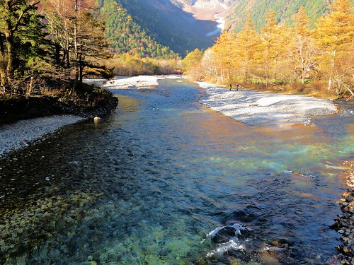 上高地 河童橋 nature landscape river water blue tree mountain japanese japan autum fall