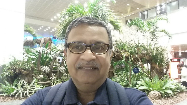 Selfie at the orchid garden at Singapore Changi airport