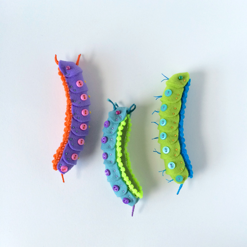 Blue Felt Caterpillar-ish Bug Brooch