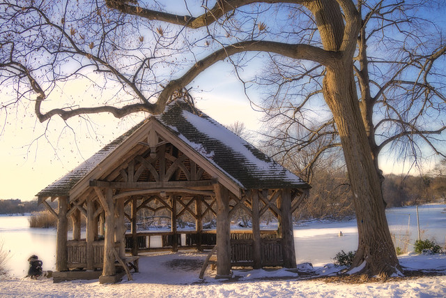 Picturesque shelter in Prospect Park, Brooklyn, New York