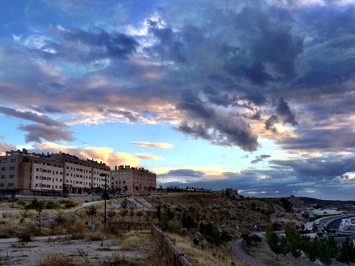 Carrete-1789 by Marcosnr92, madrid blue sunset building abandoned landscape graffiti spain cloudy horizon beatiful colourfull