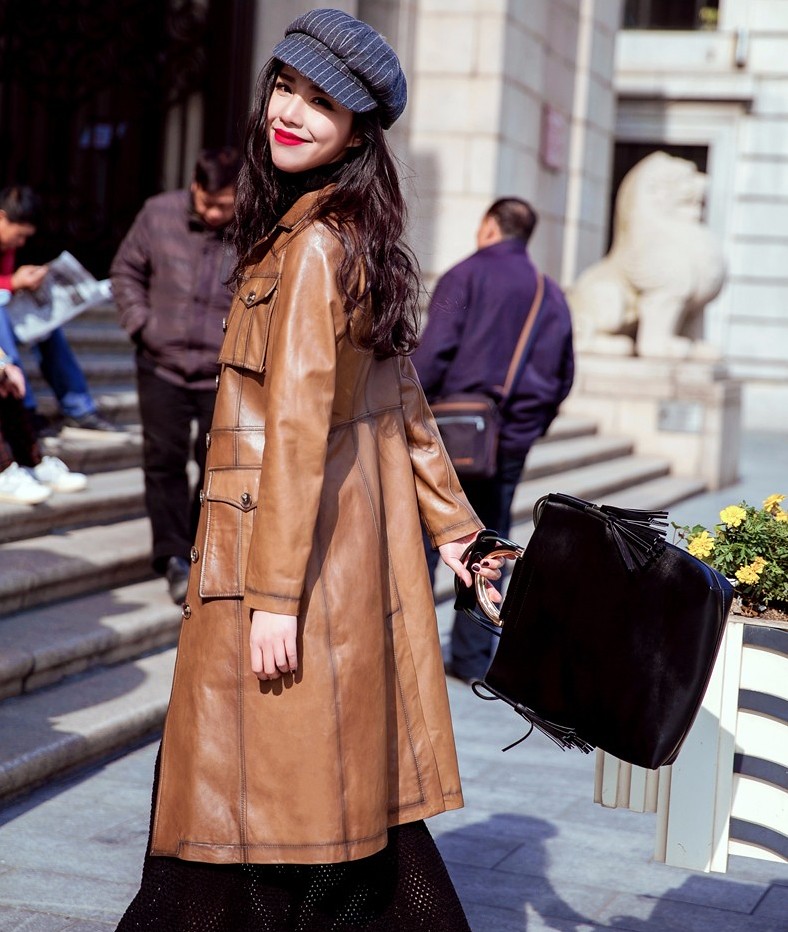 70s Style Pu Leather Trench