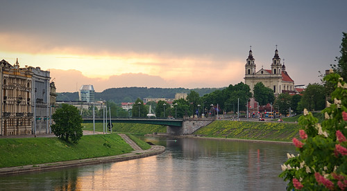 Sunset Vilnius - Lithuania by Ferdi's - World, camera bridge sunset vacation plant building church season landscape effects spring europe outdoor l
